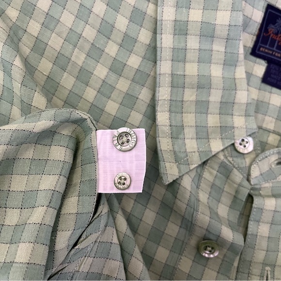 Indigo Palms‎ Tommy Bahama Linen Blend Green Checkered Short Sleeve Button Down - Picture 10 of 11